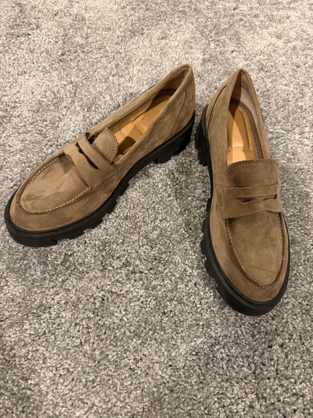 Crown Vintage Women's Taupe Suede Penny Loafers